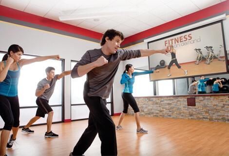 Group exercising with Fitness on Demand